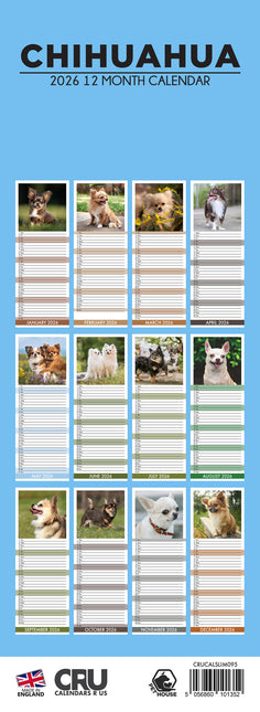 CalendarsRUs Chihuahua Slimline Kalender 2026