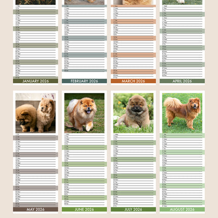 CalendarsRUs Chow Chow Slimline Kalender 2026