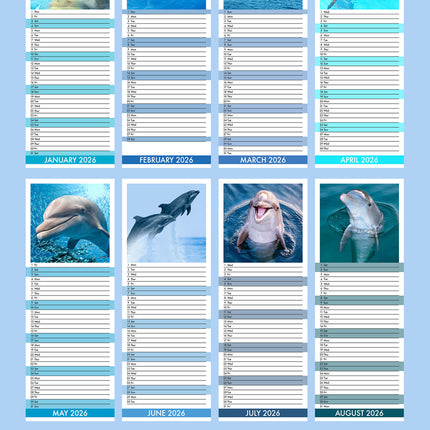 CalendarsRUs Dolfijnen Slimline Kalender 2026