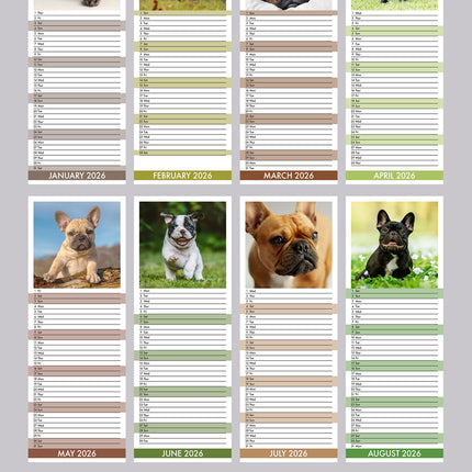 CalendarsRUs Franse Bulldog Slimline Kalender 2026