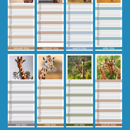 CalendarsRUs Giraffe Slimline Kalender 2026