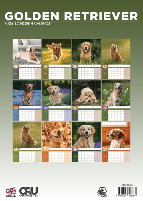 CalendarsRUs Golden Retriever A3 Kalender 2026