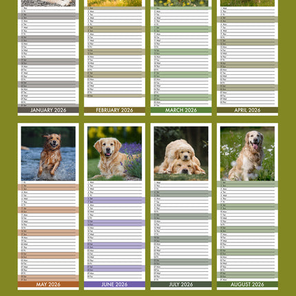 CalendarsRUs Golden Retriever Slimline Kalender 2026