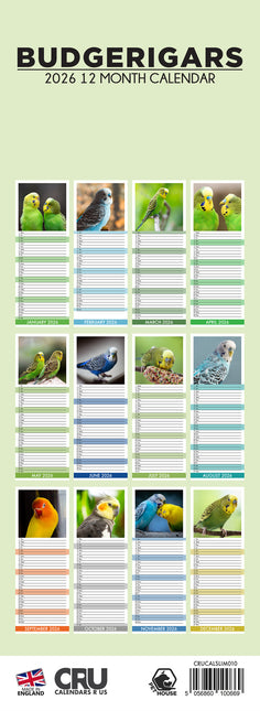 CalendarsRUs Grasparkieten Slimline Kalender 2026