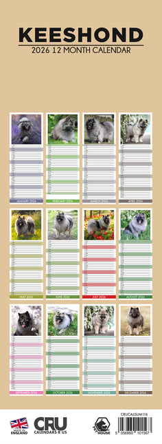 CalendarsRUs Keeshond Slimline Kalender 2026