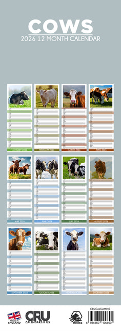 CalendarsRUs Koeien Slimline Kalender 2026