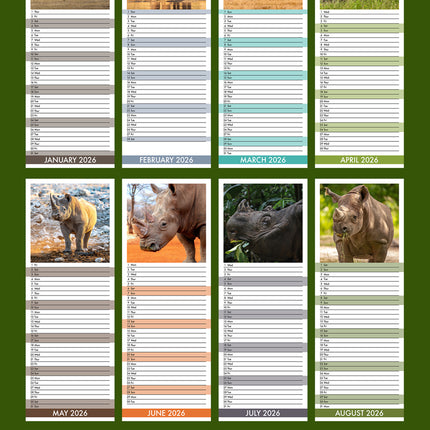 CalendarsRUs Neushoorns Slimline Kalender 2026