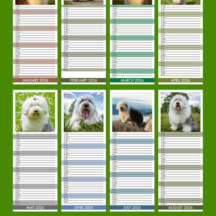 CalendarsRUs Old English Sheepdog Slimline Kalender 2026