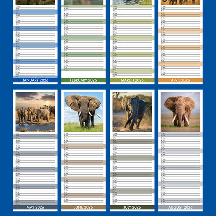 CalendarsRUs Olifanten Slimline Kalender 2026