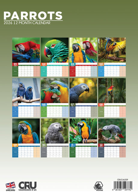 CalendarsRUs Papegaaien A3 Kalender 2026