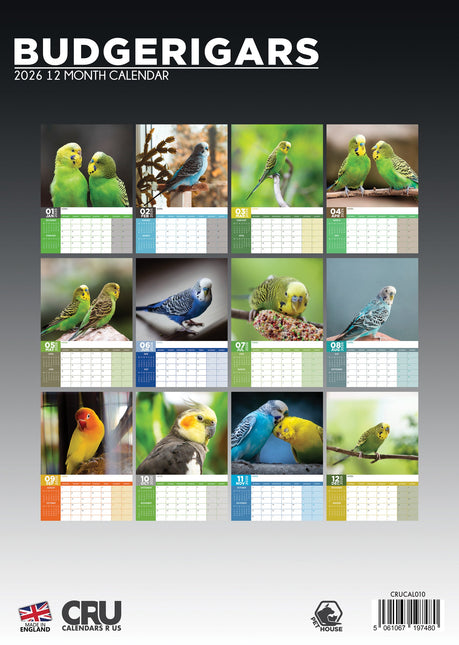 CalendarsRUs Parkieten A3 Kalender 2026