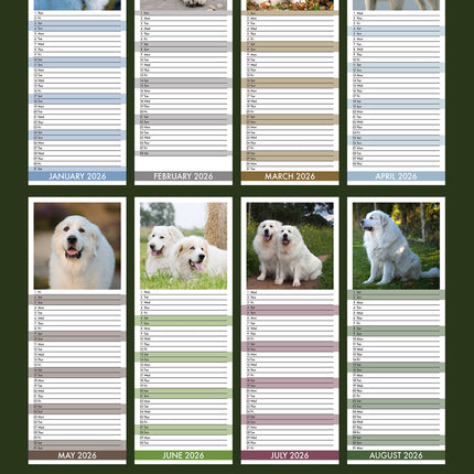 CalendarsRUs Pyreneese Berghond Slimline Kalender 2026