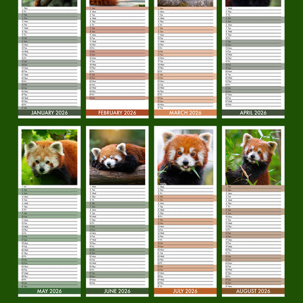 CalendarsRUs Rode Panda Slimline Kalender 2026