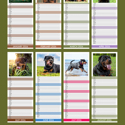 CalendarsRUs Rottweiler Slimline Kalender 2026