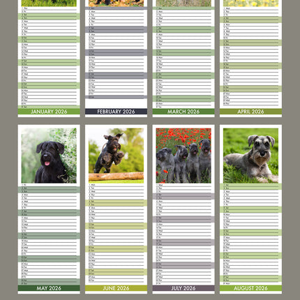 CalendarsRUs Schnauzer Slimline Kalender 2026