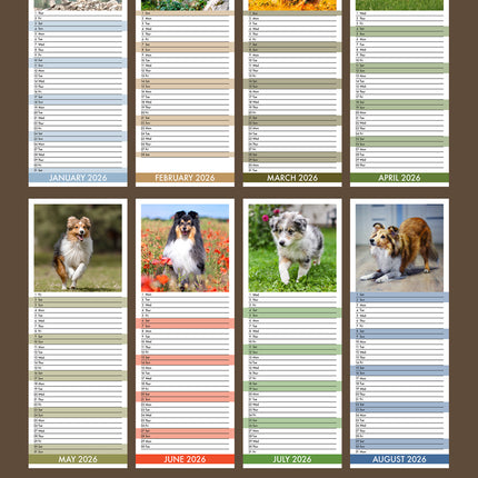 CalendarsRUs Shetland Sheepdog Slimline Kalender 2026