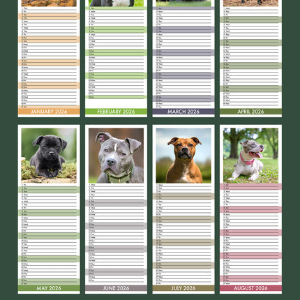 CalendarsRUs Staffordshire Bull Terrier Slimline Kalender 2026