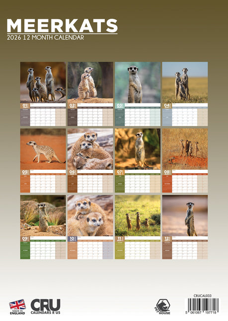CalendarsRUs Stokstaartjes A3 Kalender 2026