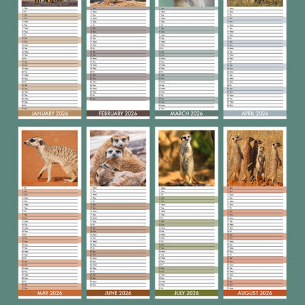 CalendarsRUs Stokstaartjes Slimline Kalender 2026