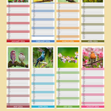 CalendarsRUs Tuinvogels Slimline Kalender 2026
