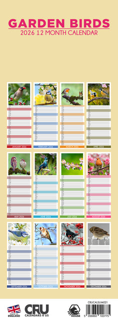 CalendarsRUs Tuinvogels Slimline Kalender 2026