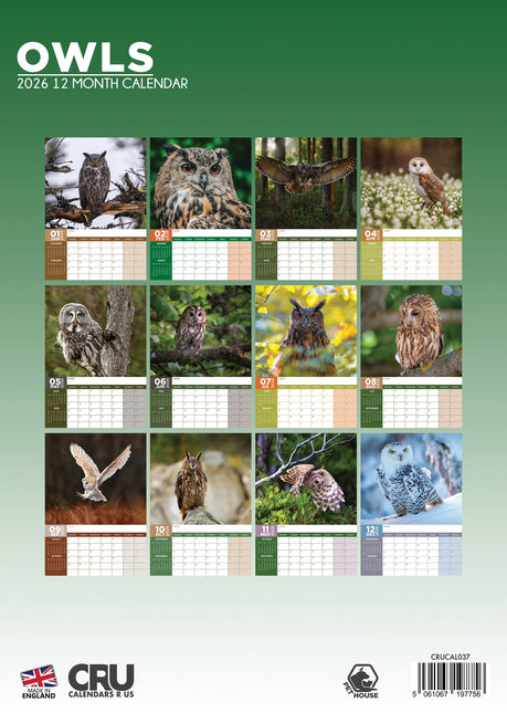 CalendarsRUs Uilen A3 Kalender 2026