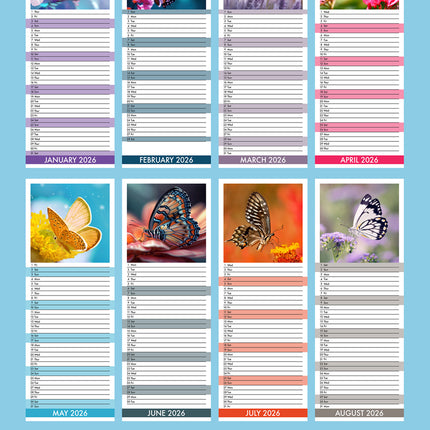 CalendarsRUs Vlinders Slimline Kalender 2026