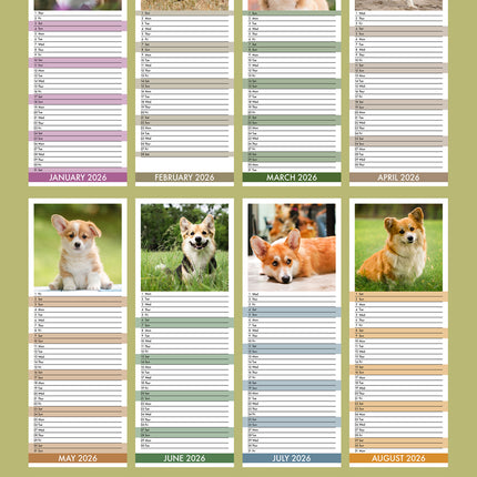 CalendarsRUs Welsh Corgi Slimline Kalender 2026