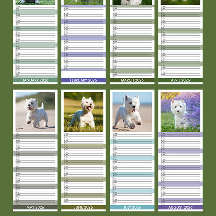 CalendarsRUs West Highland White Terrier Slimline Kalender 2026