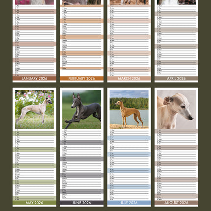 CalendarsRUs Whippet Slimline Kalender 2026