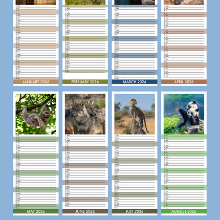 CalendarsRUs Wildlife Slimline Kalender 2026