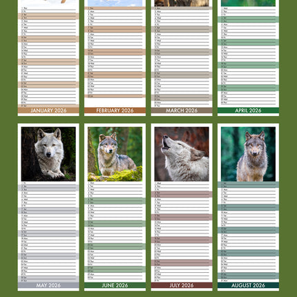 CalendarsRUs Wolven Slimline Kalender 2026