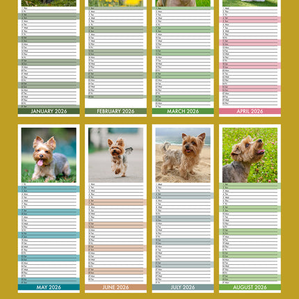 CalendarsRUs Yorkshire Terrier Slimline Kalender 2026