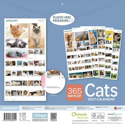 CarouselCalendars 365 Dagen Katten Kalender 2027