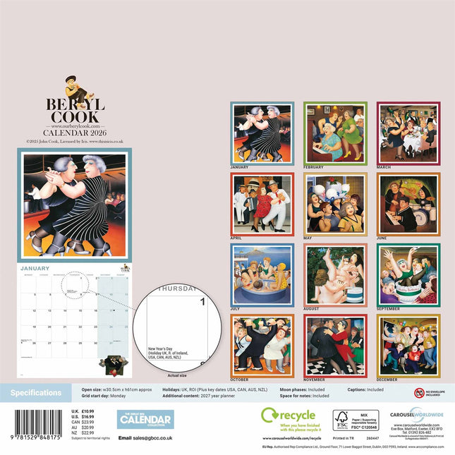 CarouselCalendars Beryl Cook Kalender 2026