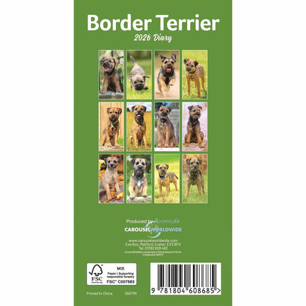 CarouselCalendars Border Terrier Slim Agenda 2026