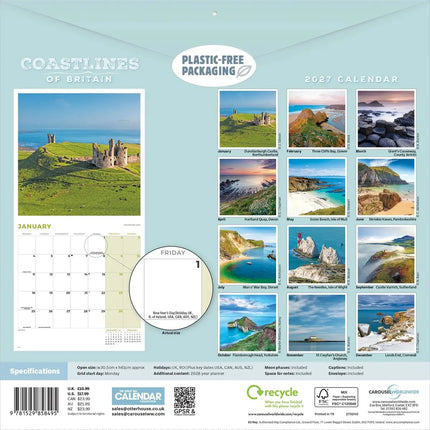 CarouselCalendars Coastlines of Britain Kalender 2027