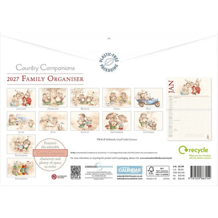 CarouselCalendars Country Companions A4 Familie Organiser 2027