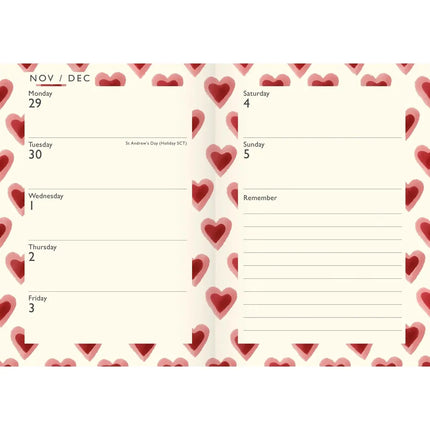 CarouselCalendars Emma Bridgewater Agenda 2027 A6 Hearts