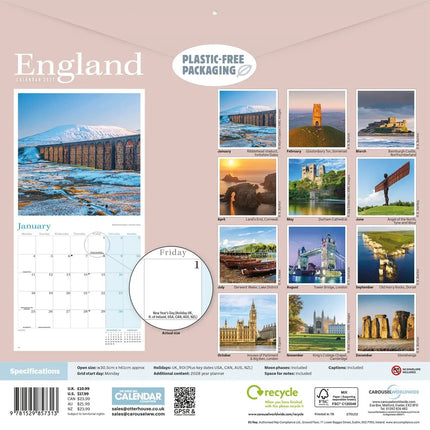 CarouselCalendars Engeland Kalender 2027