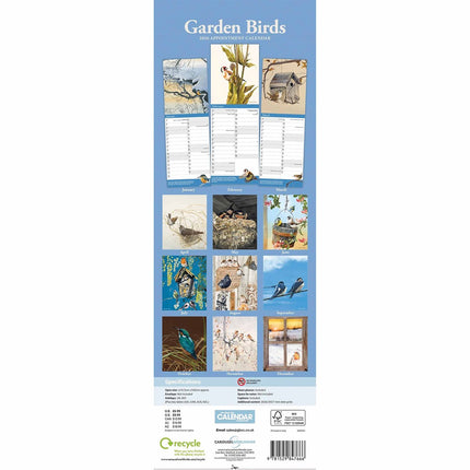 CarouselCalendars Garden Birds P. Pickering Kalender 2026 Slimline