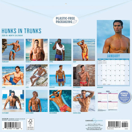 CarouselCalendars Hunks in Trunks Kalender 2026