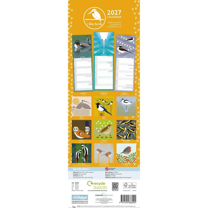 CarouselCalendars I Like Birds Kalender 2027 Slimline