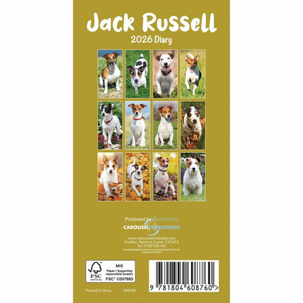 CarouselCalendars Jack Russell Terrier Slim Agenda 2026