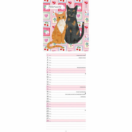 CarouselCalendars Katten Illustraties Kalender 2026 Slimline