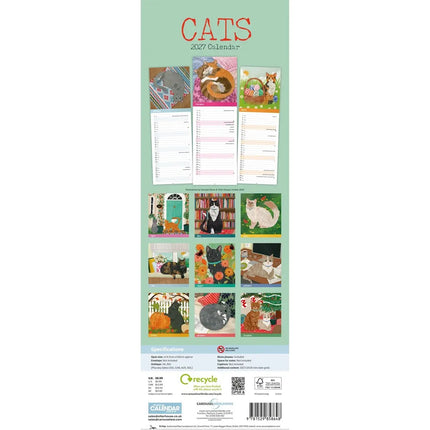 CarouselCalendars Katten Illustraties Kalender 2027 Slimline