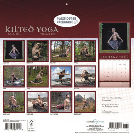 CarouselCalendars Kilted Yoga Kalender 2026
