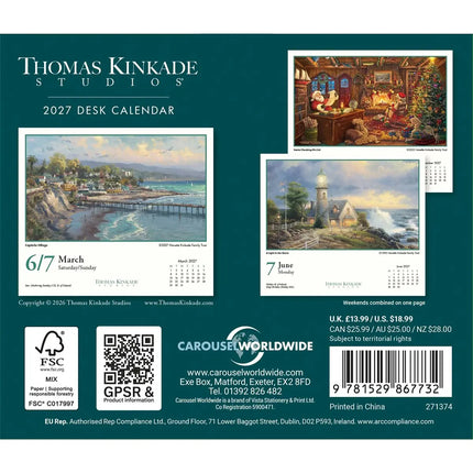 CarouselCalendars Kinkade Studios Deskkalender 2027