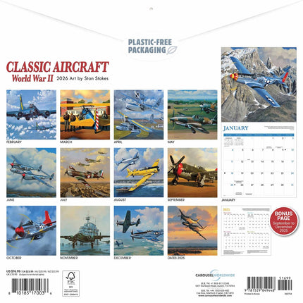 CarouselCalendars Klassieke Vliegtuigen WOII Kalender 2026