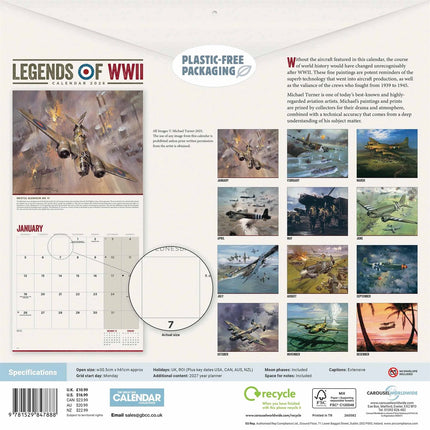 CarouselCalendars Legends of WWII Kalender 2026